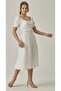 MUSLIN WATERMELON SLEEVE MIDI SIZE SCURFED DRESS - 2