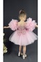 Chiffon Robe Pompom Sleeve Sequined Girl's Fluffy Skirt Tutu Evening Dress - 7