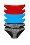 6 Pieces Lycra Women's Slip Panties Leopard Red Blue