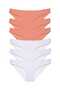 6 Pieces Eco Set Lycra Women's Slip Panties Powder White