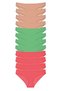 12 Pieces Super Eco Set Lycra Women's Slip Panties Skin Green Fuchsia