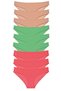 9 Pieces Super Eco Set Lycra Women's Slip Panties Skin Green Fuchsia