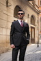 Men's Striped Suit Italian Style Slim Fit Jacket Vest Pants - 2