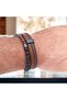 Natural Stone Leather Bracelet Set of 2 - Jasper Stone and Black - 3
