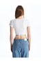 XSIDE Crew Neck Plain Short Sleeve Women's Crop - 3