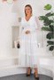 WOMEN'S WHITE GIPPED DOTS V-NECK GRADMATION NICAH TULLE DRESS YY101083 - 4