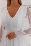 WOMEN'S WHITE GIPPED DOTS V-NECK GRADMATION NICAH TULLE DRESS YY101083 - 3