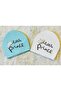 2-Piece White-Green Prince Printed Baby Boy Combed Cotton Hat Beret