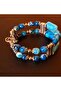 Blue Agate Negative Energy and Evil Eye Shield Two Row Premium Bracelet - 4