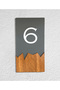 Vertical Plexi Wood Detailed Uv Printed Apartment Apartment Hotel Office Door Number - Door No:6 - 3