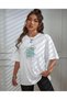 White Printed Trend Oversize T-shirt Unisex