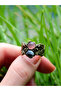 Antique Women's Adjustable Ring with Double Natural Rhinestones and Flower Motifs Dentirit Opal Pink Quartz - 3