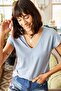 Women's Baby Blue Front Back V Oblique T-Shirt TSH-19000282 - 3