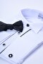 Children's White Color Black Piping Bow Tie Long Sleeve Children's Shirt with Cufflinks - 2