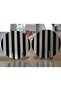 2-Piece Black Gray Straight Lines Specially Designed Modern Round Charger & Placemat - 2
