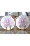 Set of 2 Modern Round Placemats & Serving Pads with Fatima's Hand and Woman Doing Yoga Patterned - 2