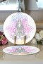 Set of 2 Modern Round Placemats & Serving Pads with Fatima's Hand and Woman Doing Yoga Patterned - 3