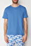 Blue 100% Cotton Regular Fit Palm Printed Shorts Pajama Set THMSS21PT0331 - 4