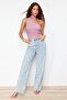 Pink Halter Neck Gathered Lined Tulle Knitted Blouse TWOSS24BZ00202 - 3