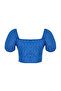 Indigo Brode Balon Kol Crop Dokuma Bluz TWOSS24BZ00236 - 8