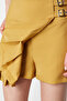 Camel Buckle Detailed Pleated Woven Shorts Skirt TWOSS24SR00044 - 5