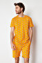 Orange Regular Fit Koala Printed Knitted Shorts Pajamas Set THMSS21PT1239 - 3