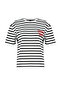 Kırmızı Çizgili Kalın Pamuklu Slogan Nakış Detaylı Relaxed/Rahat Kesim Örme T-Shirt TWOSS24TS00053 - 7