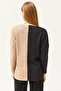 Women's Black Camel Blocked Shirted Loose Blouse BLZ-19002519 - 5