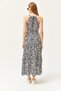 Women's Ethnic Black and White Halter Collar Belted Woven Viscose Dress ELB-19001548 - 4