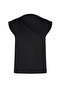 Siyah Kayık Yaka Sıfır Kol Büzgülü Örme T-Shirt TWOSS24TS00051 - 7