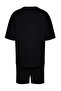Black Regular Fit Letter Printed 100% Cotton Tracksuit Set Tmnss24Em00003 - 9
