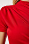 Women's Red Gather Detailed Viscose Blouse FF00156 - 4