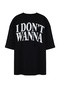 Büyük Beden Siyah Oversize Yazı Baskılı %100 Pamuklu T-shirt TMNSS24BF00031 - 7
