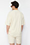 Ecru Oversized Crew Neck Short Sleeve Textured Ottoman T-Shirt Tmnss23Ts00081 - 2