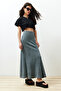 Anthracite Faded Effect Stitching Detailed Maxi Flexible Skirt TWOSS24ET00089 - 3