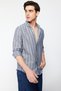 Navy Blue Slim Fit Button-Down Collar Striped Shirt Tmnss22Go0028 - 2