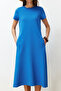 Saks Cepli Bisiklet Yaka A-Line Örme Midi Elbise TWOSS24EL00169 - 6