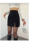 Women's Black Mini Slit Skirt - 2