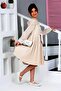 Pleated Bag Necklace Belted Lace Dress - 2