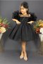 Chiffon Robe Pompom Sleeve Sequined Girl's Fluffy Skirt Tutu Evening Dress - 2