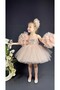 Chiffon Robe Pompom Sleeve Sequined Girl's Fluffy Skirt Tutu Evening Dress - 4