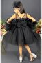 Chiffon Robe Pompom Sleeve Sequined Girl's Fluffy Skirt Tutu Evening Dress - 5