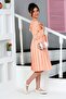 Pleated Bag Necklace Belted Lace Dress - 6