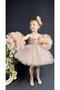 Chiffon Robe Pompom Sleeve Sequined Girl's Fluffy Skirt Tutu Evening Dress