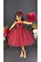 Chiffon Robe Pompom Sleeve Sequined Girl's Fluffy Skirt Tutu Evening Dress