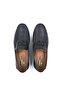 Genuine Leather Men's Laceless Black Buckle Loafer Shoes - 3