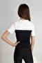 WOMEN'S BLACK AND WHITE SANDY FABRIC STRAPLEZ LOOKING DESIGN BLUZ T-SHIRT YY101086 - 7