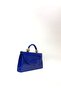 Sax Blue Color Shiny Patent Leather Evening Dress Women's Bag Handheld and Long Strap (Chain Strap) - 6