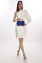 Sax Blue Color Shiny Patent Leather Evening Dress Women's Bag Handheld and Long Strap (Chain Strap) - 3