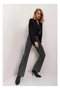 Linda Women's Smoked Color Lycra High Waist Loose Jeans Wide Leg Jeans - 2